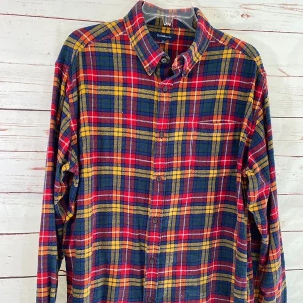 Croft & Barrow Madras Flannel Button Up Shirt Mens Size XL